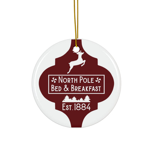 North Pole Bed & Breakfast Ceramic Disc Ornament       Item #26283