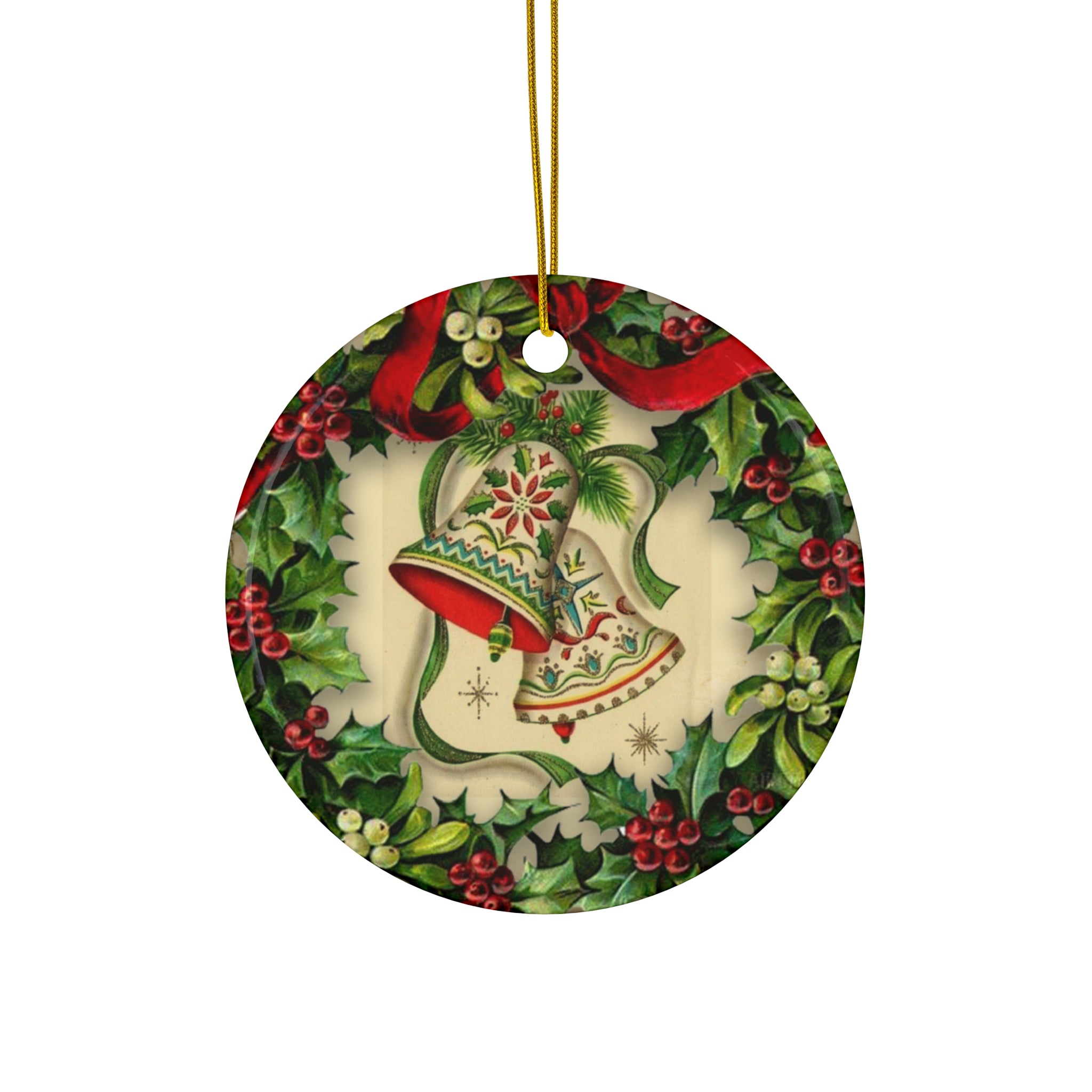 Wreath Bells Ceramic Disc Ornament         Item #8837124 - Buckshot's Bargain Barn