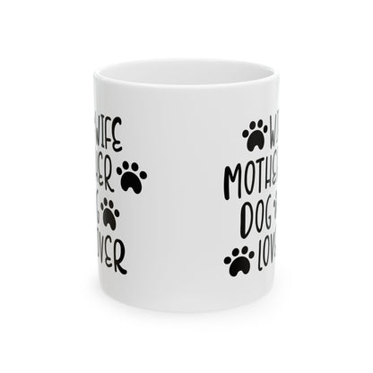 Dog Lover Ceramic Mug – “Mother of Dogs” Paw Print Coffee Cup 11oz    Item #568241