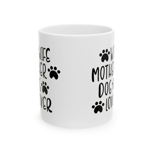 Dog Lover Ceramic Mug – “Mother of Dogs” Paw Print Coffee Cup 11oz    Item #568241