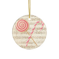 Peppermint Candy Cane & Candy Ceramic Disc Ornament      Item #1584138