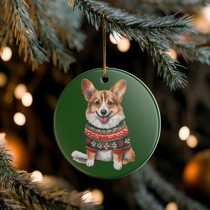 Christmas Corgi Sweater Ceramic Ornament   Item #961922