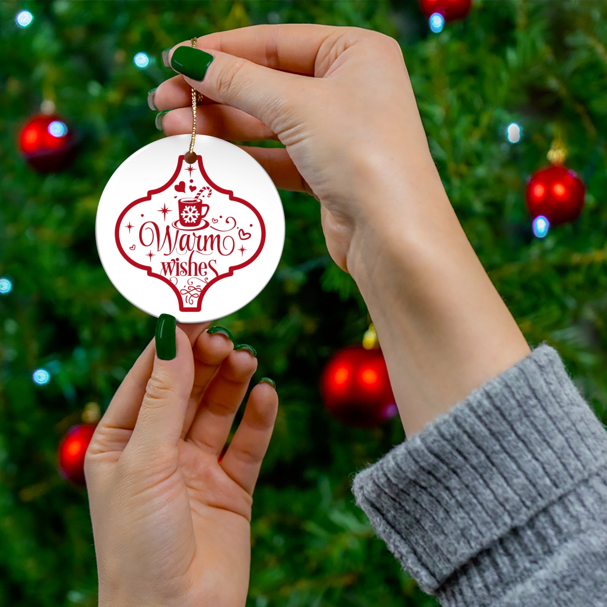 Warm Wishes Mug Ceramic Disc Ornament        Item #3756235