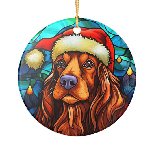 Santa Dog Ceramic Christmas Ornament   Item #154087