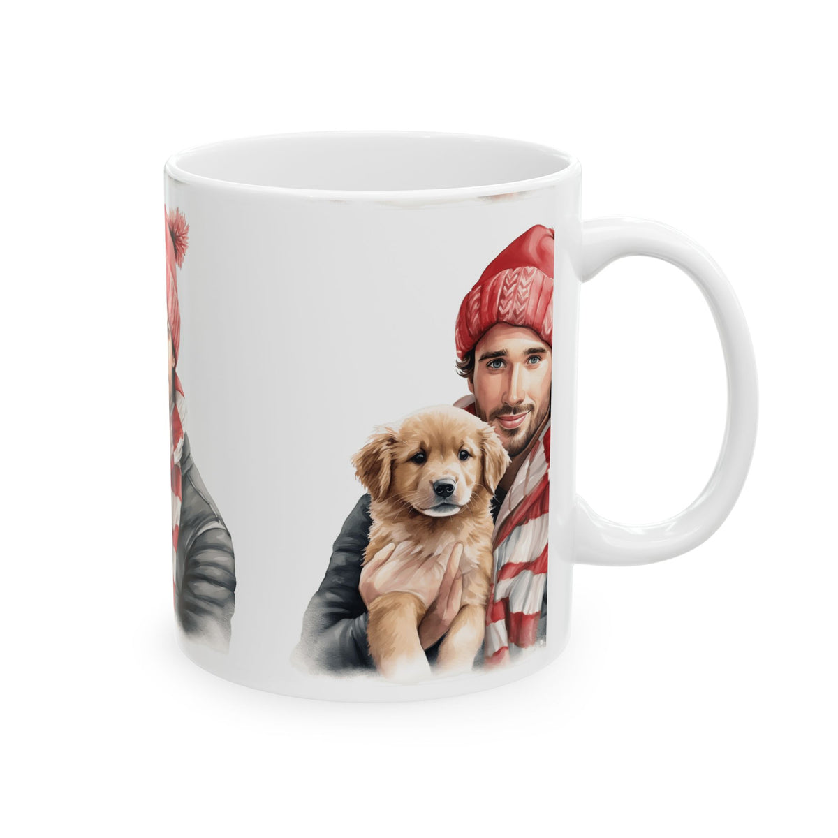 Christmas Cozy Man with Puppy Ceramic Mug 11oz   Item #56864