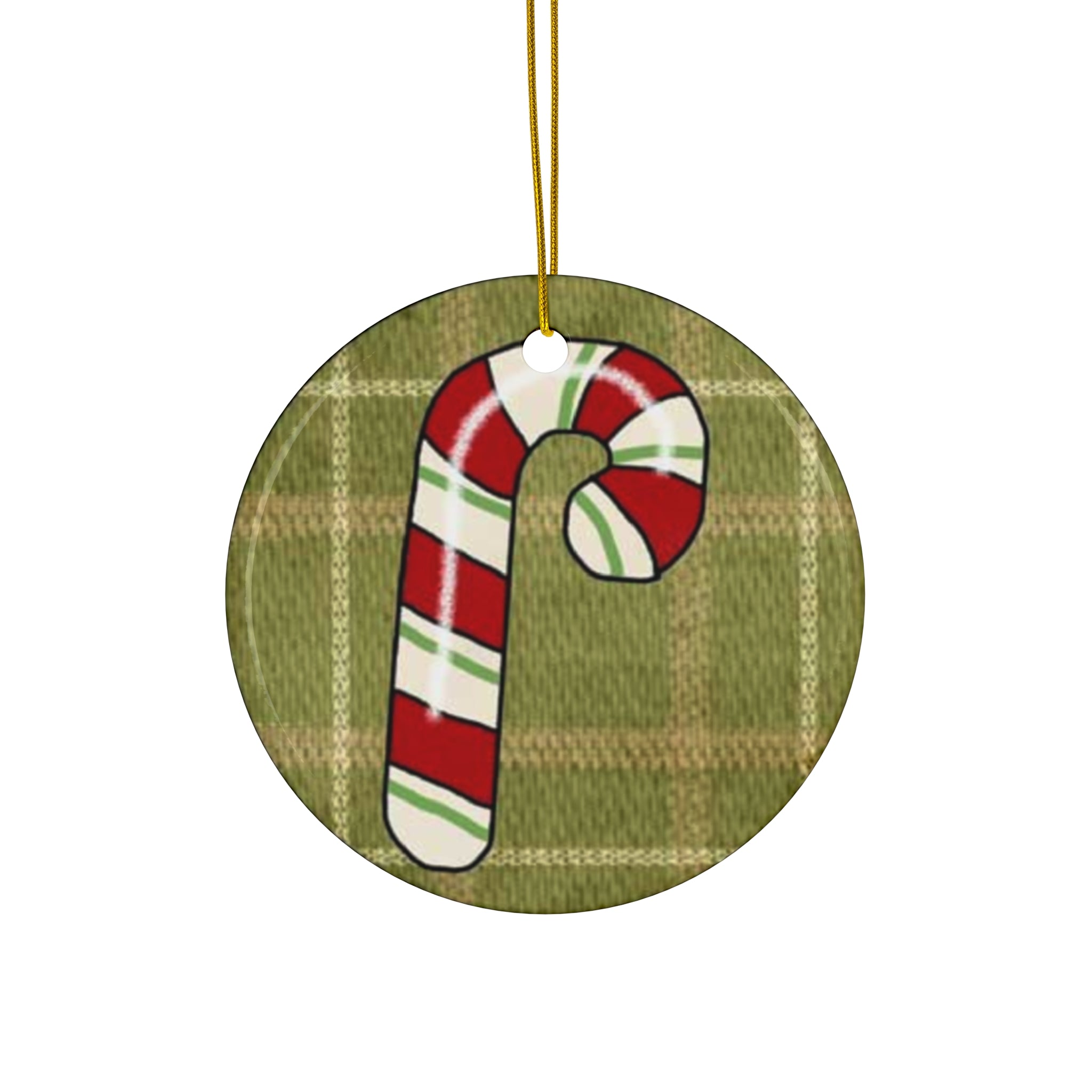 Candy Cane Ceramic Disc Ornament       Item #4092881