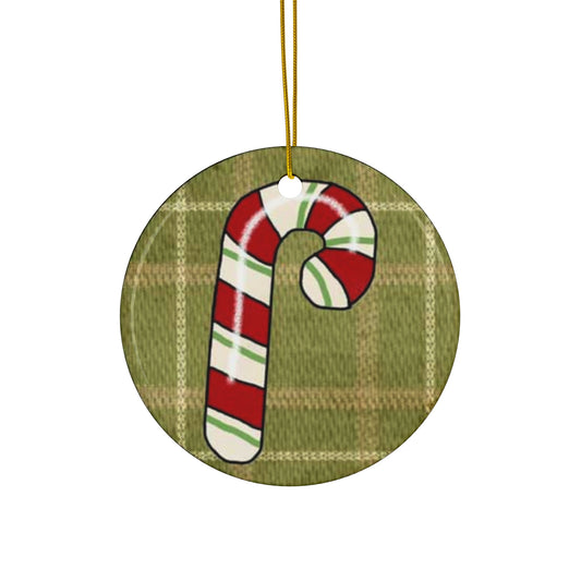 Candy Cane Ceramic Disc Ornament       Item #4092881