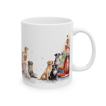 Christmas Yoga Dog Mug – Holiday Meditation with Dogs Ceramic Coffee Cup 11oz  Item #919883