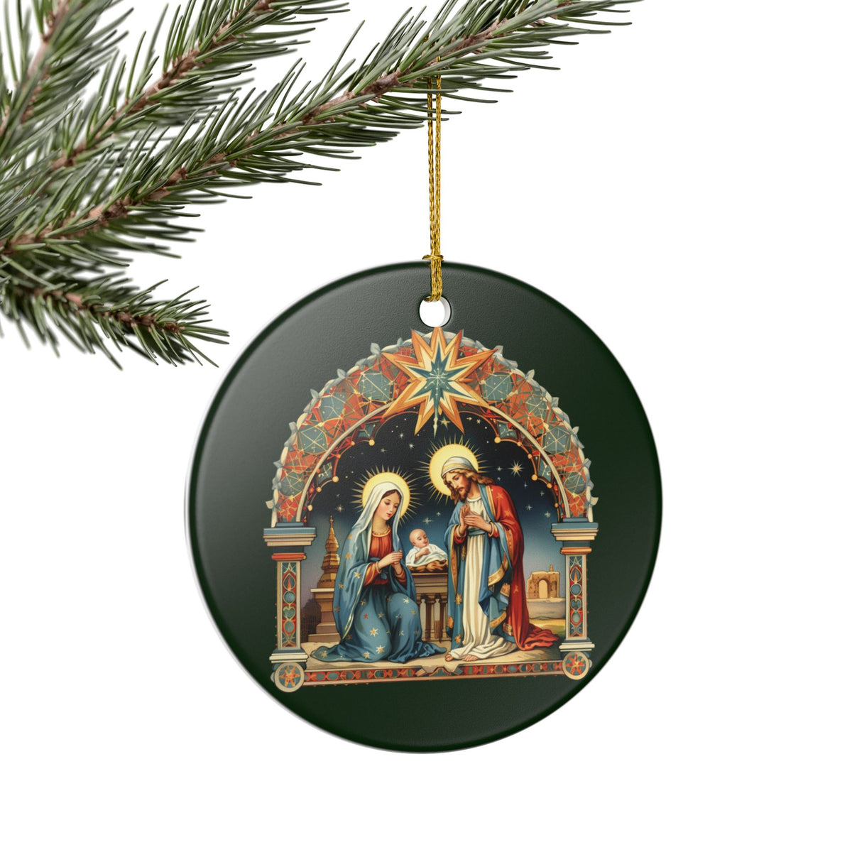 Nativity Scene Ceramic Christmas Ornament   Item #292578