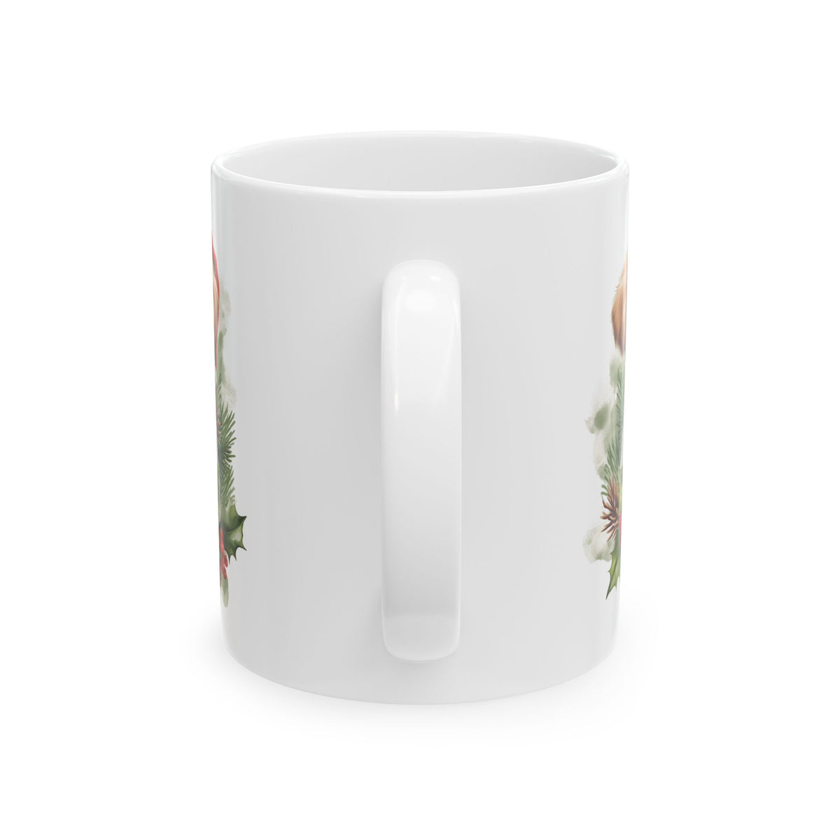 Christmas Puppy In Holly Holiday Ceramic Mug 11oz   Item #98889