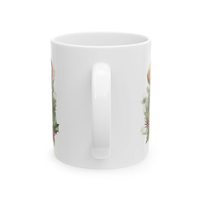 Christmas Puppy In Holly Holiday Ceramic Mug 11oz   Item #98889