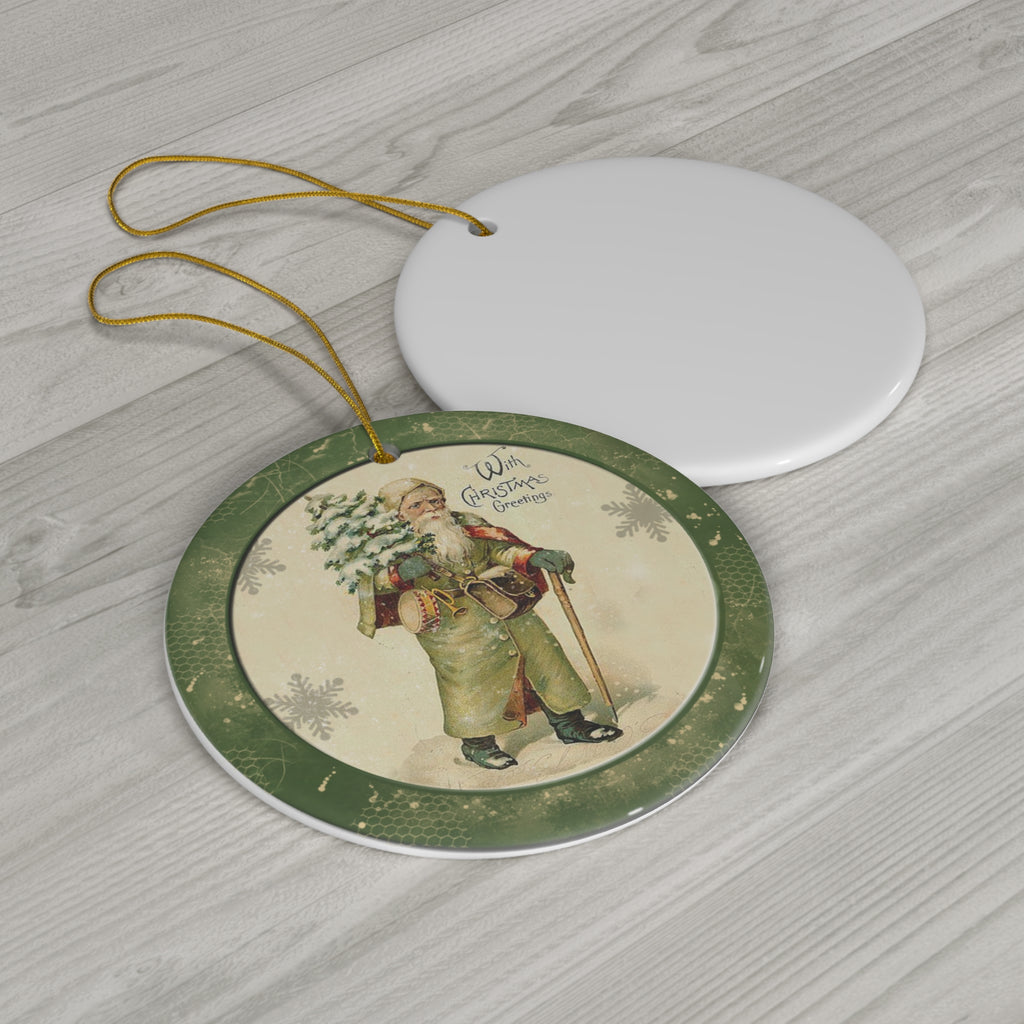 Santa Ceramic Disc Ornament           Item #669665
