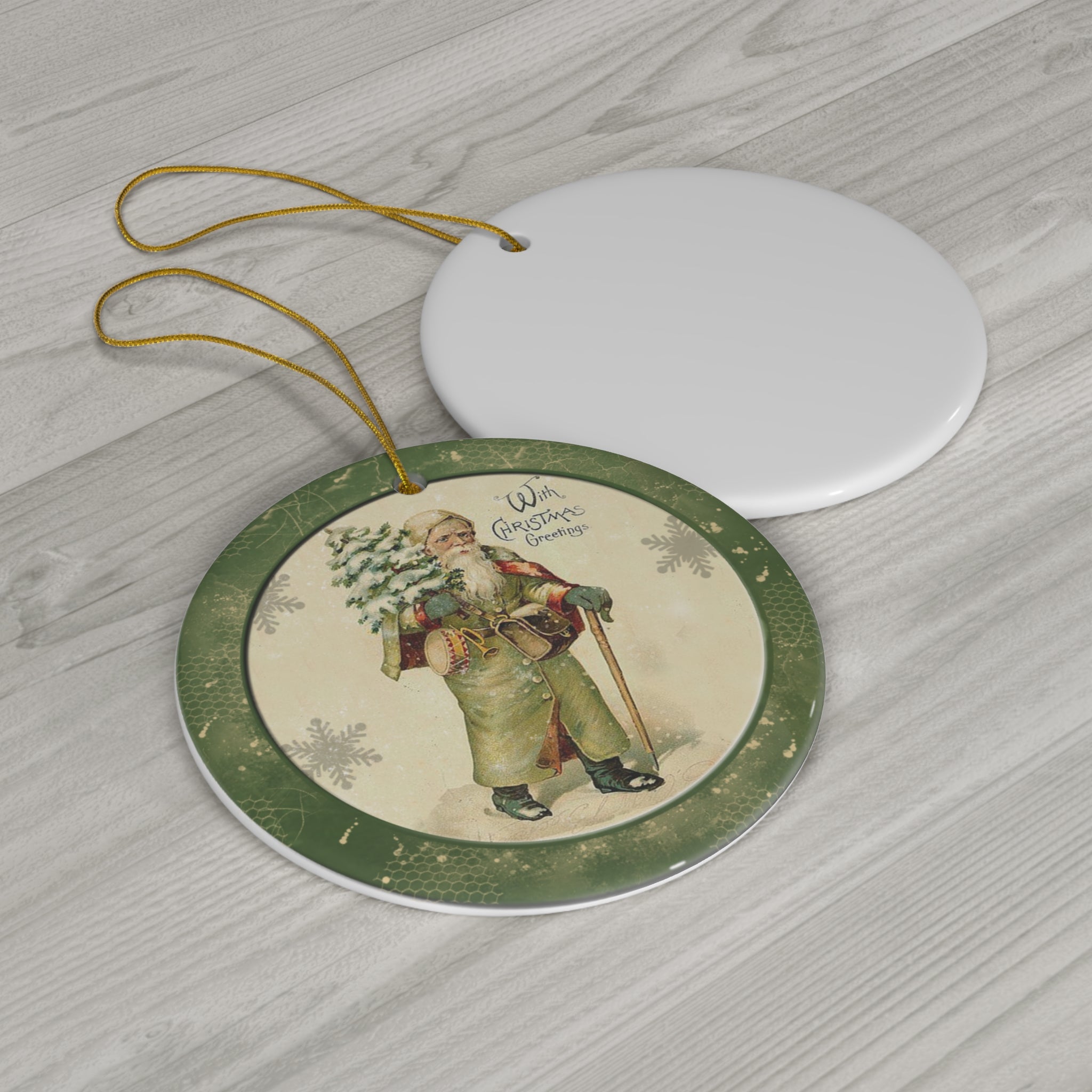 Santa Ceramic Disc Ornament           Item #669665
