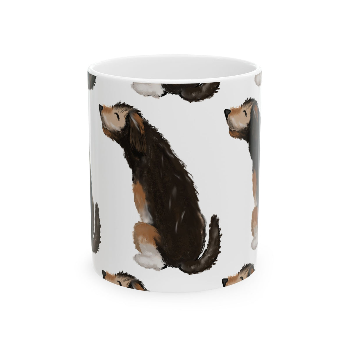 Dog Pattern Ceramic Mug — Cute Pawprint Coffee Cup 11oz   Item #249773