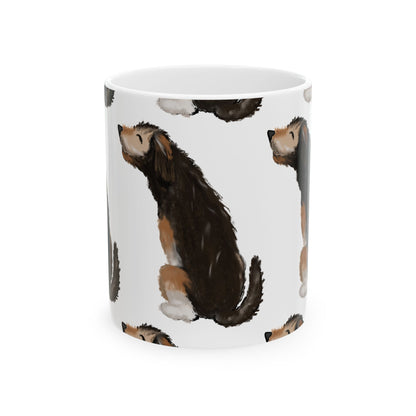 Dog Pattern Ceramic Mug — Cute Pawprint Coffee Cup 11oz   Item #249773