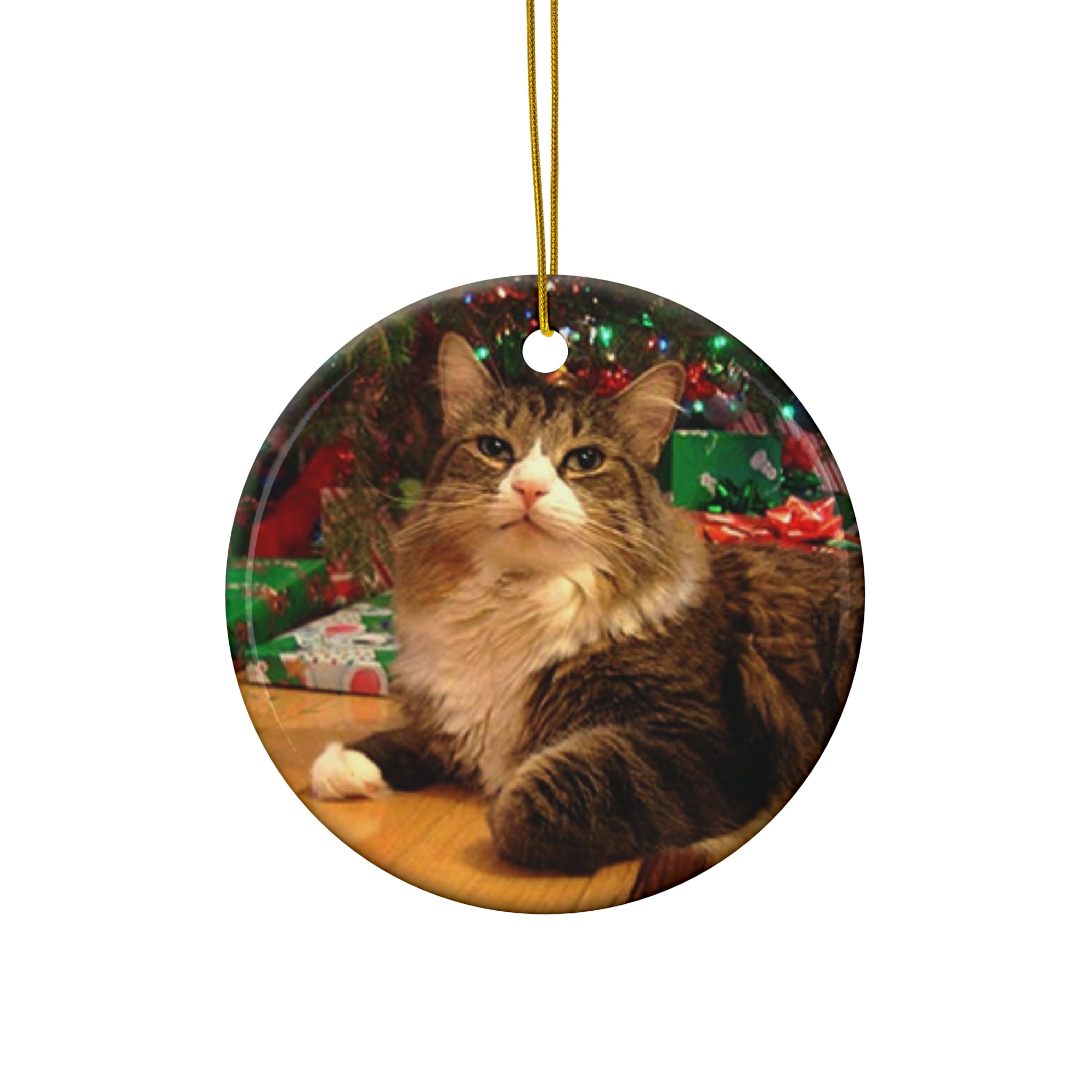 Christmas Kitty Ceramic Disc Ornament        Item #9412078