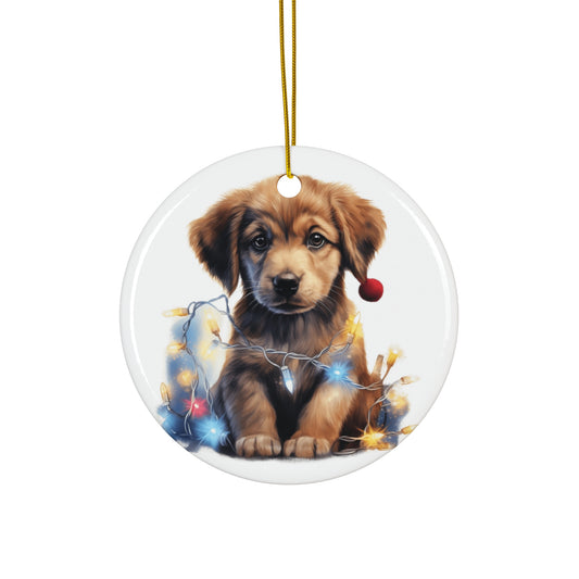 Christmas Dog Ceramic Disc Ornament               Item #4157738