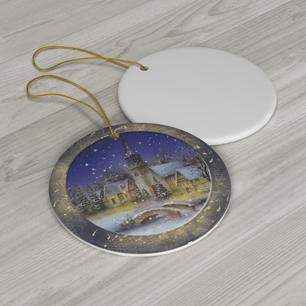 Winter Scene Ceramic Disc Ornament           Item #7993533