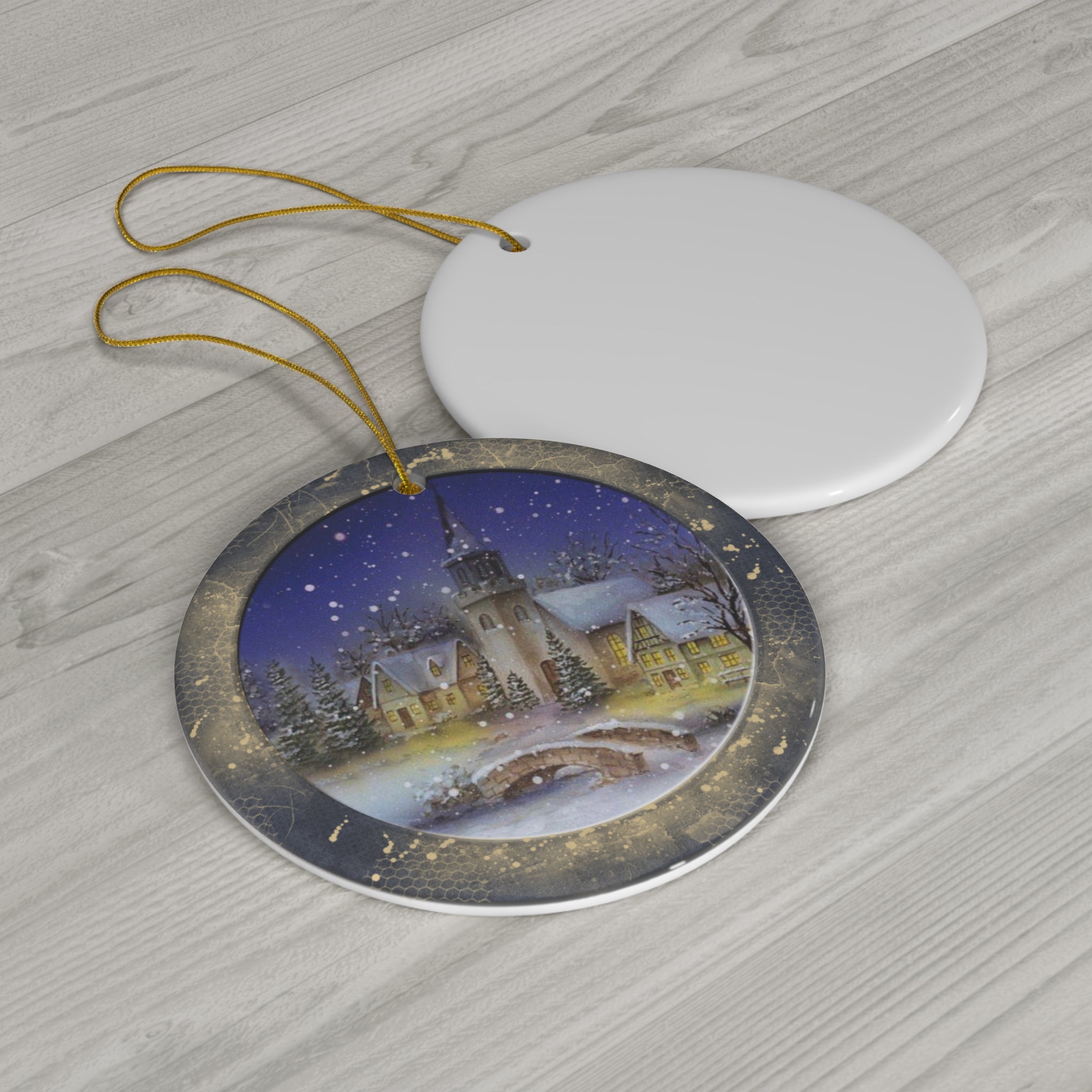 Winter Scene Ceramic Disc Ornament           Item #7993533
