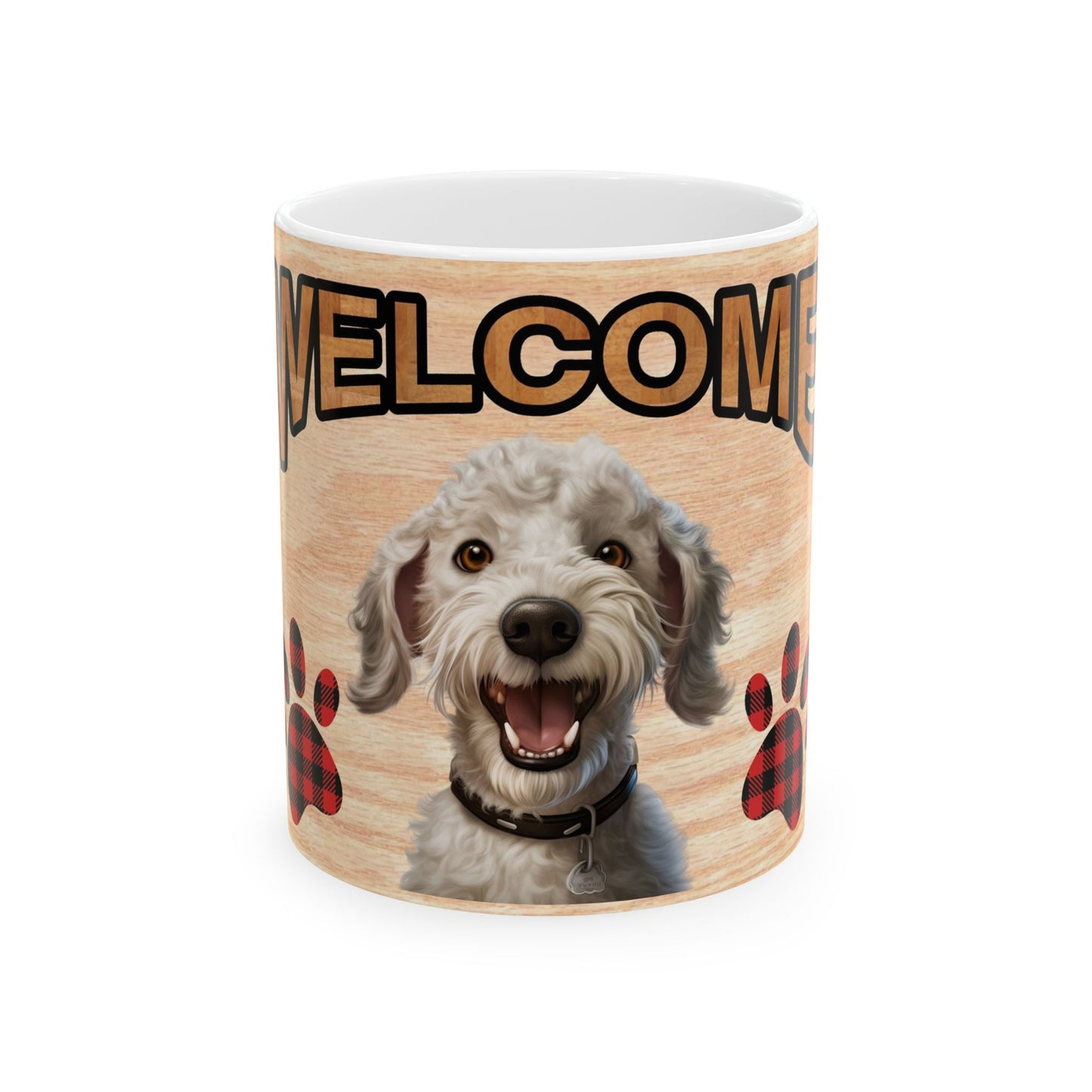 Welcome Dog Mug – Cute Paw Print Ceramic Coffee Cup 11oz    Item #324017