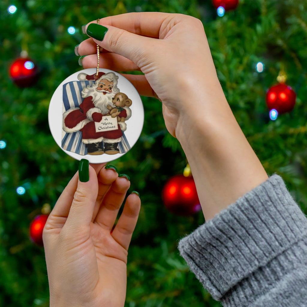 Santa Ceramic Disc Ornament            Item #9293577