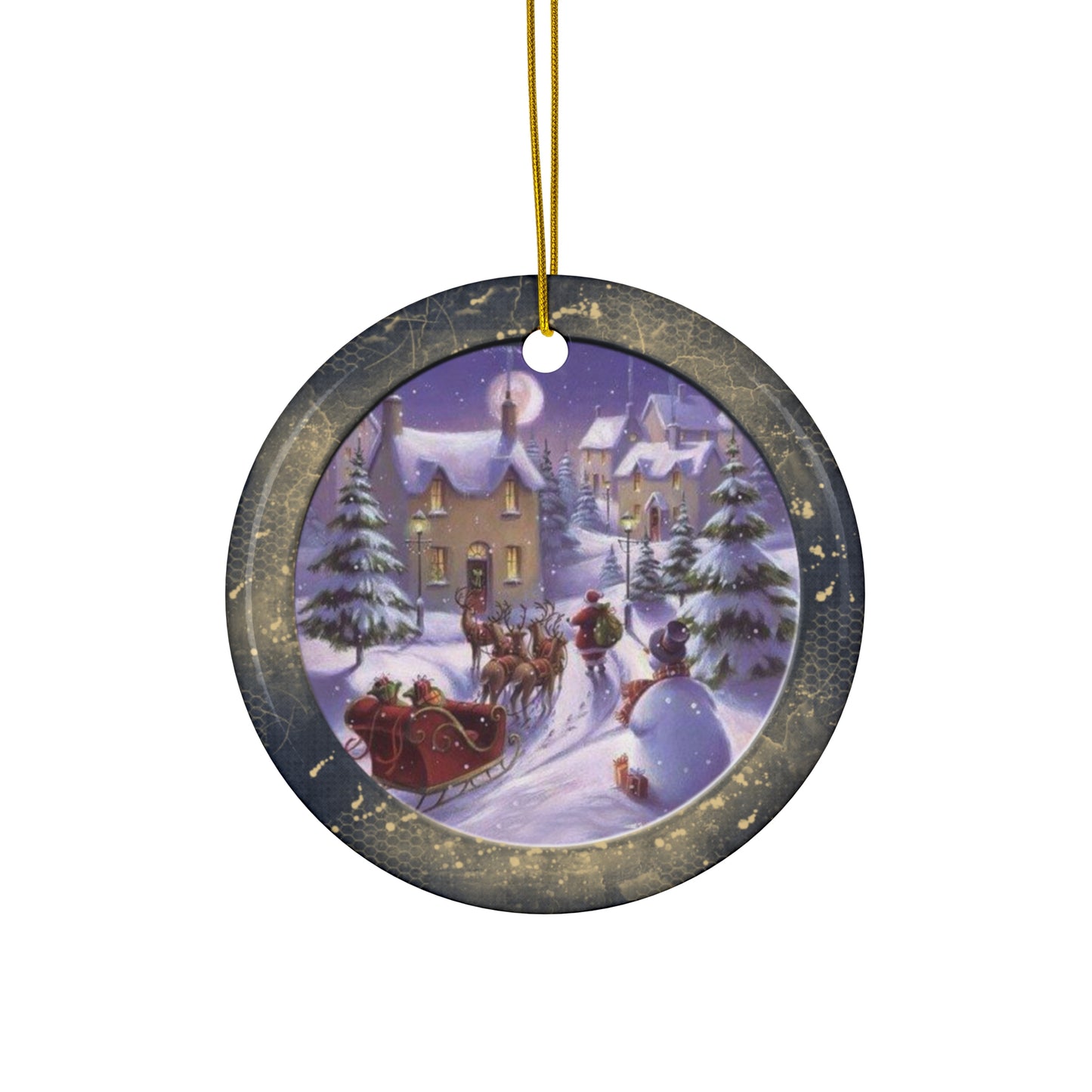 Winter Scene Ceramic Disc Ornament       Item #8016505