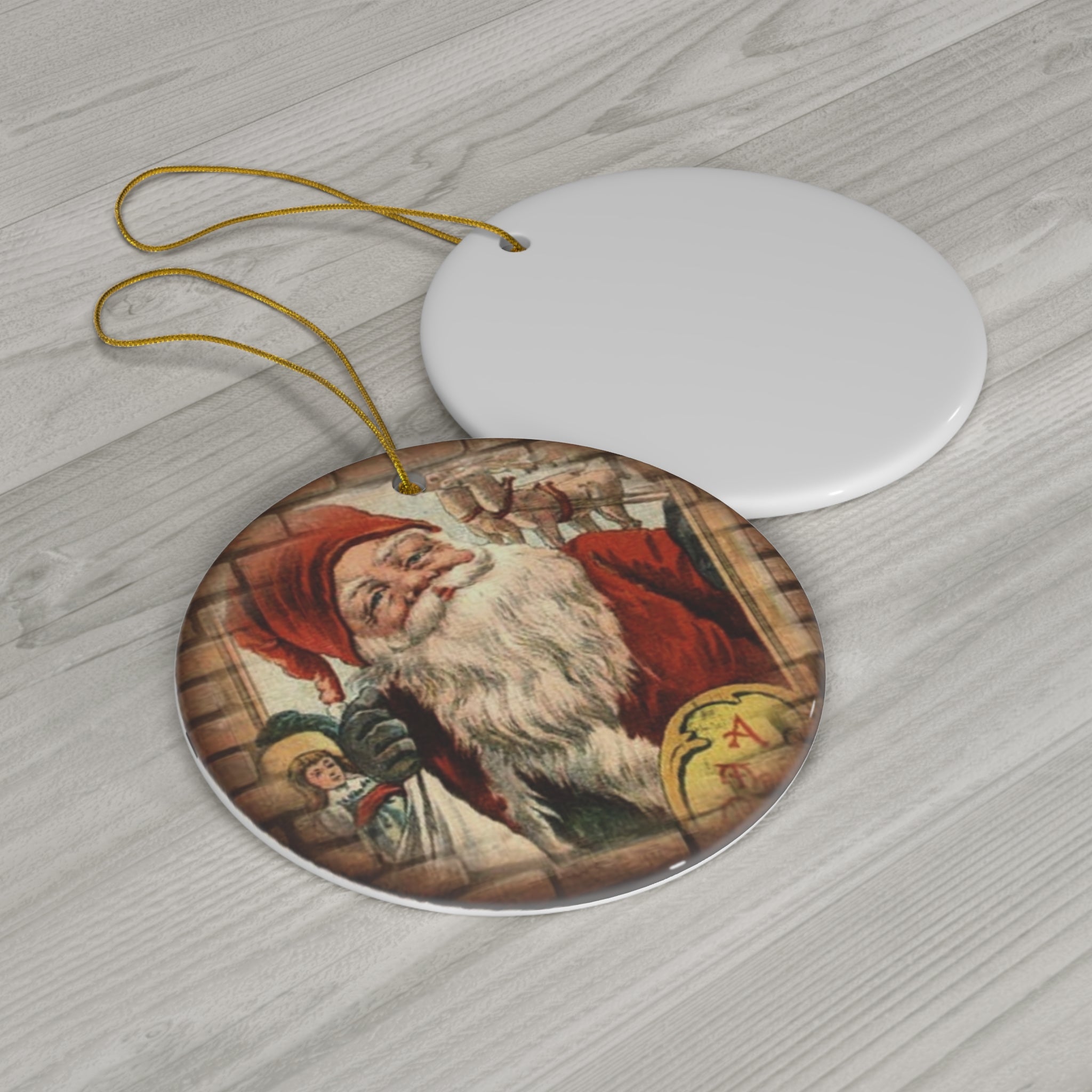 Santa Ceramic Disc Ornament       Item #861941