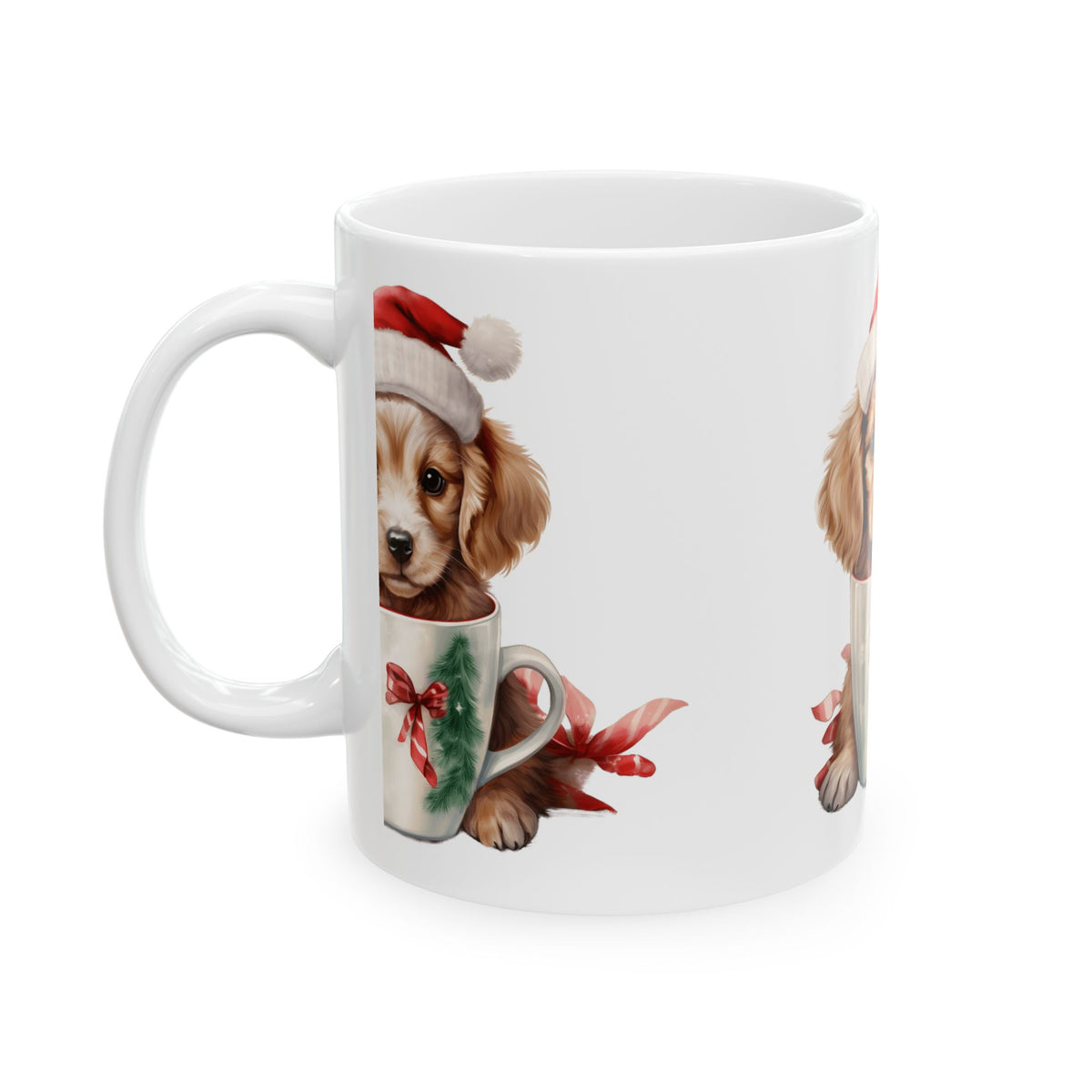 Christmas Puppy Mug – Cute Puppy in Santa Hat Ceramic Coffee Cup 11oz Item #718866