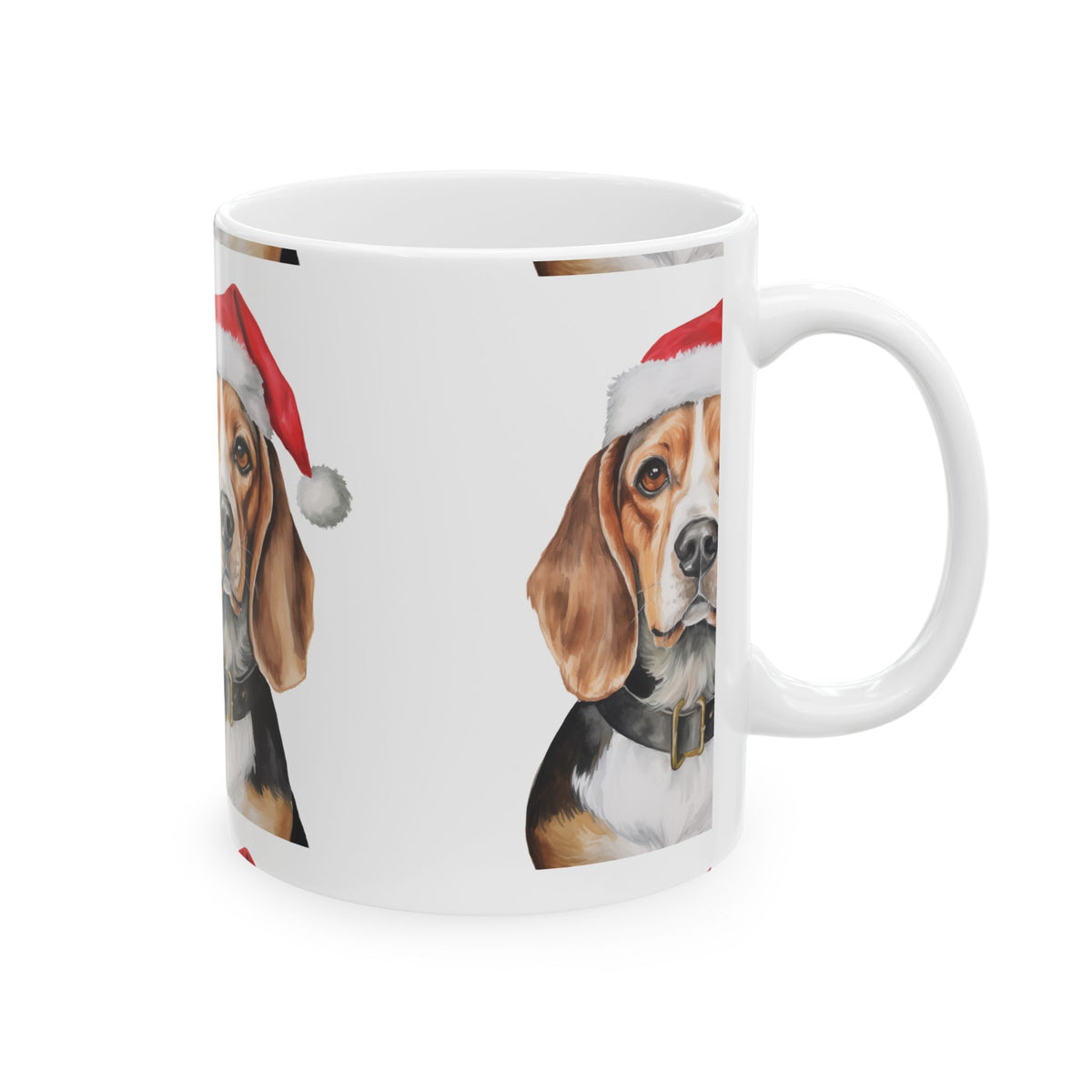 Beagle Dog Christmas Mug - Festive Santa Hat Pet Coffee Cup 11oz   Item #729309