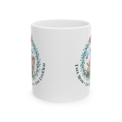 Mom the Legend Floral Ceramic Mug — Cute Woodland Animal Mother's Day Coffee Cup 11oz      Item #366886