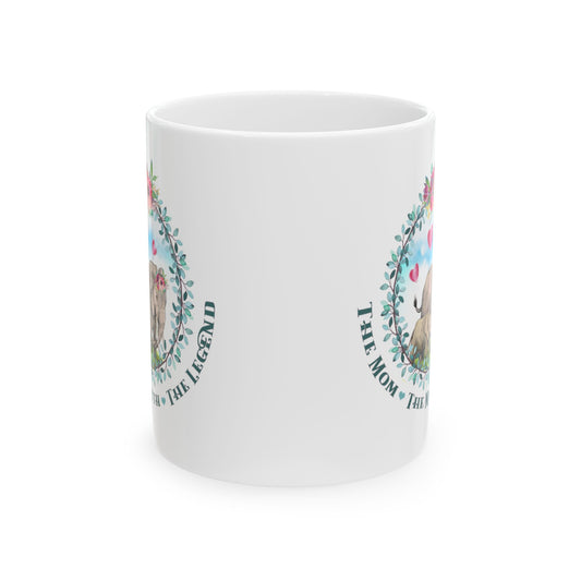 Mom the Legend Floral Ceramic Mug — Cute Woodland Animal Mother's Day Coffee Cup 11oz      Item #366886