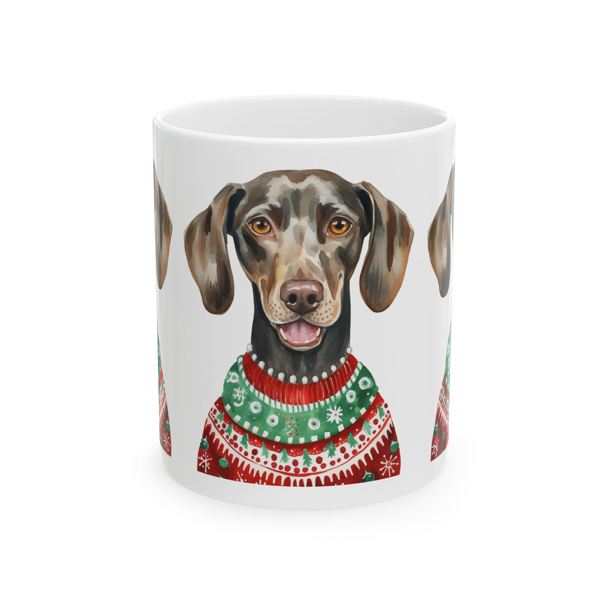 Dog Christmas Mug – Cute Dog in Holiday Sweater 11oz    Item #196246