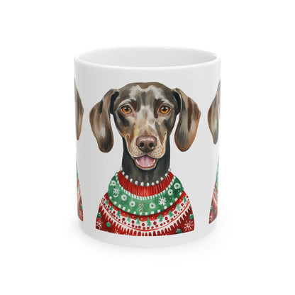 Dog Christmas Mug – Cute Dog in Holiday Sweater 11oz    Item #196246