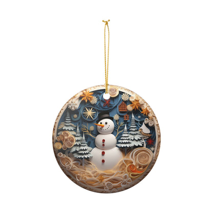 Winter Wonderland Snowman Ceramic Ornament   Item #370341