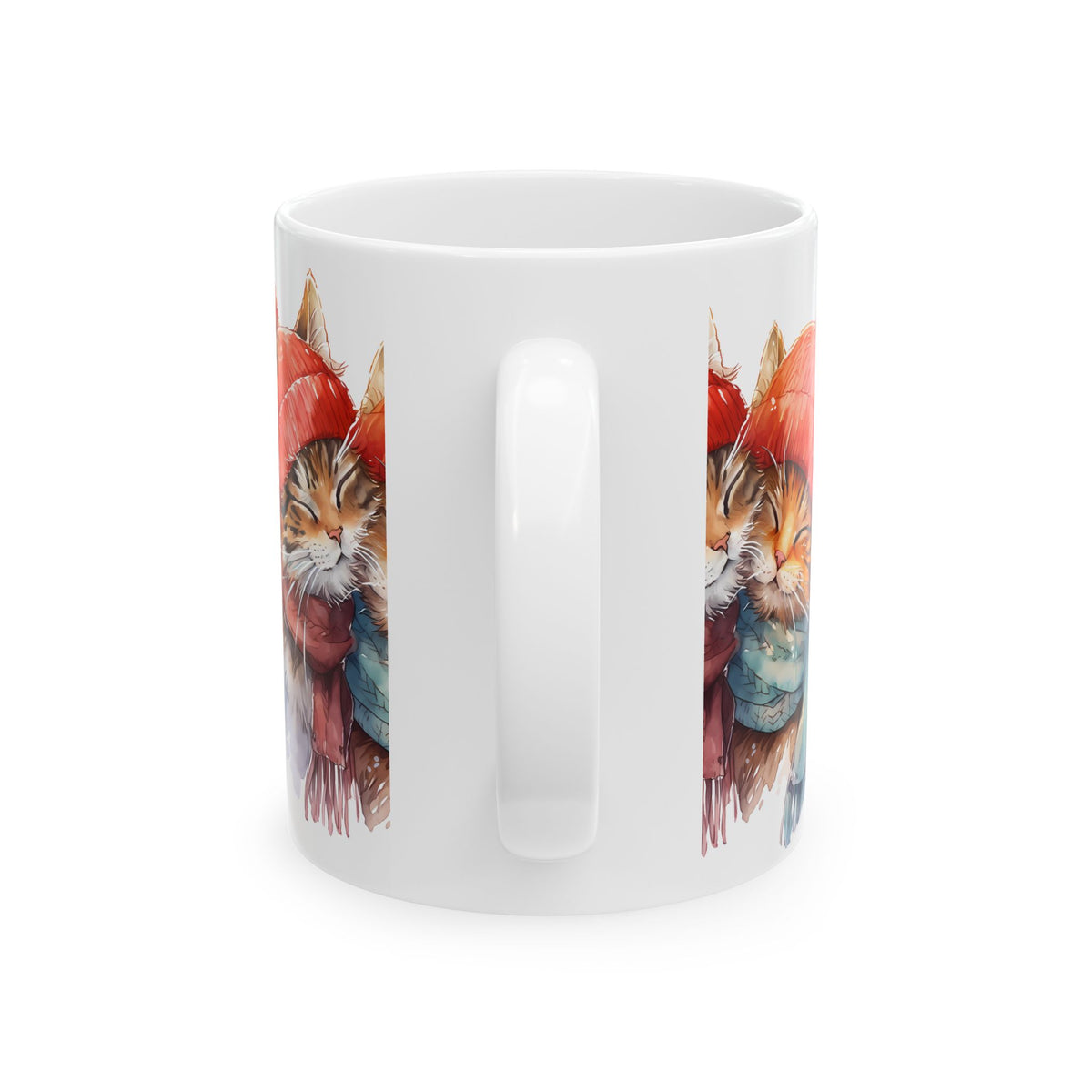 Cozy Kittens Winter Mug — Cute Cats in Hats Ceramic Coffee Cup 11oz   Item #980806
