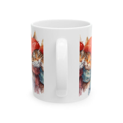 Cozy Kittens Winter Mug — Cute Cats in Hats Ceramic Coffee Cup 11oz   Item #980806