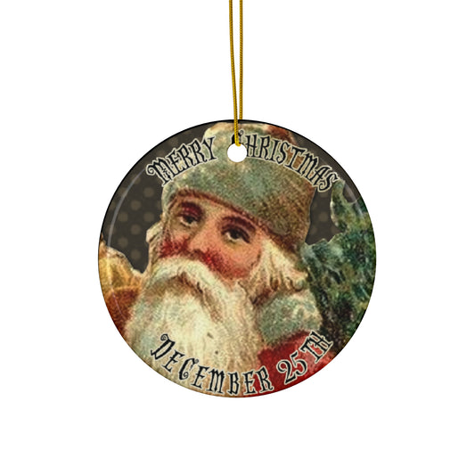 Merry Christmas Santa Ceramic Disc Ornament           Item #2919465