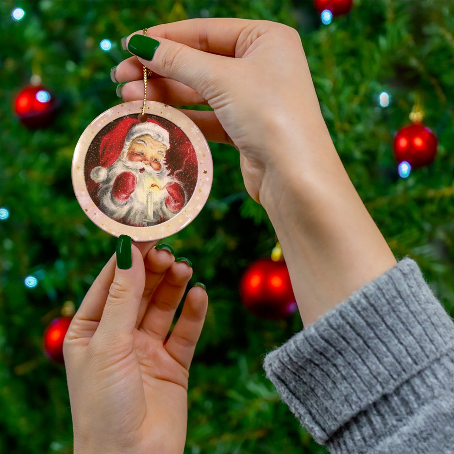 Santa Ceramic Disc Ornament    Item #527765