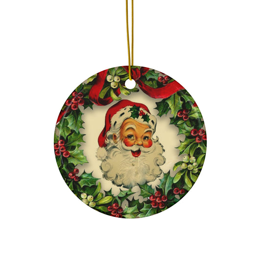 Wreath Santa Ceramic Disc Ornament         Item #1906284