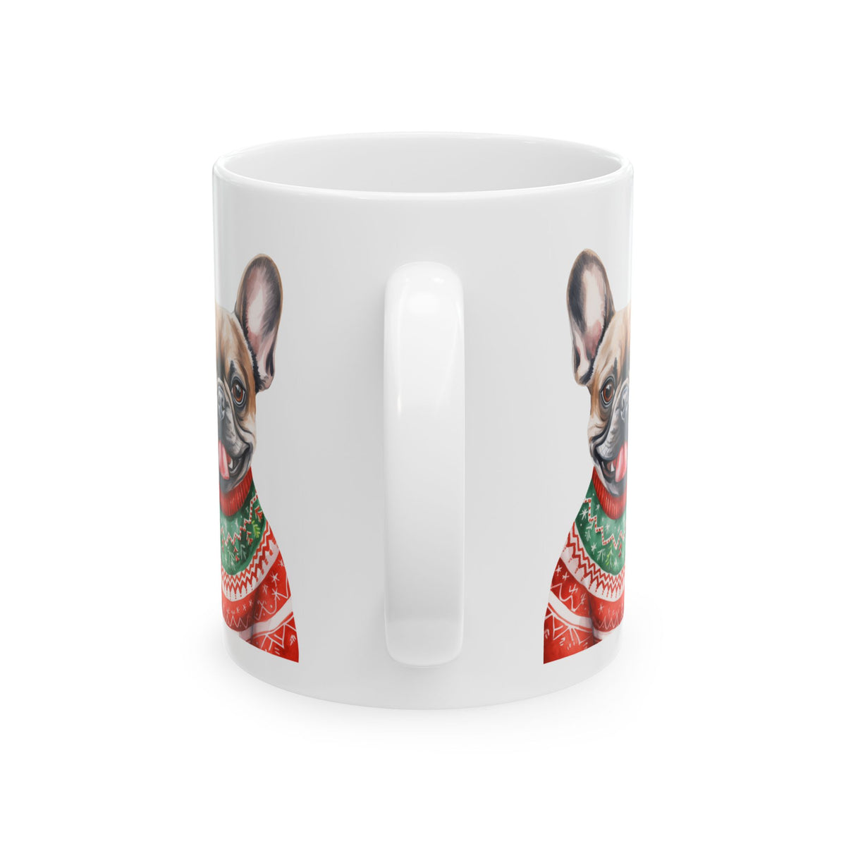 French Bulldog Christmas Sweater Mug — Cute Holiday Dog Coffee Cup 11oz   Item #203402