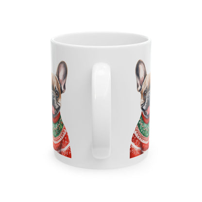 French Bulldog Christmas Sweater Mug — Cute Holiday Dog Coffee Cup 11oz   Item #203402