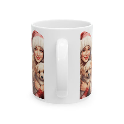 Christmas Santa Girl with Puppy Ceramic Mug 11oz   Item #224802