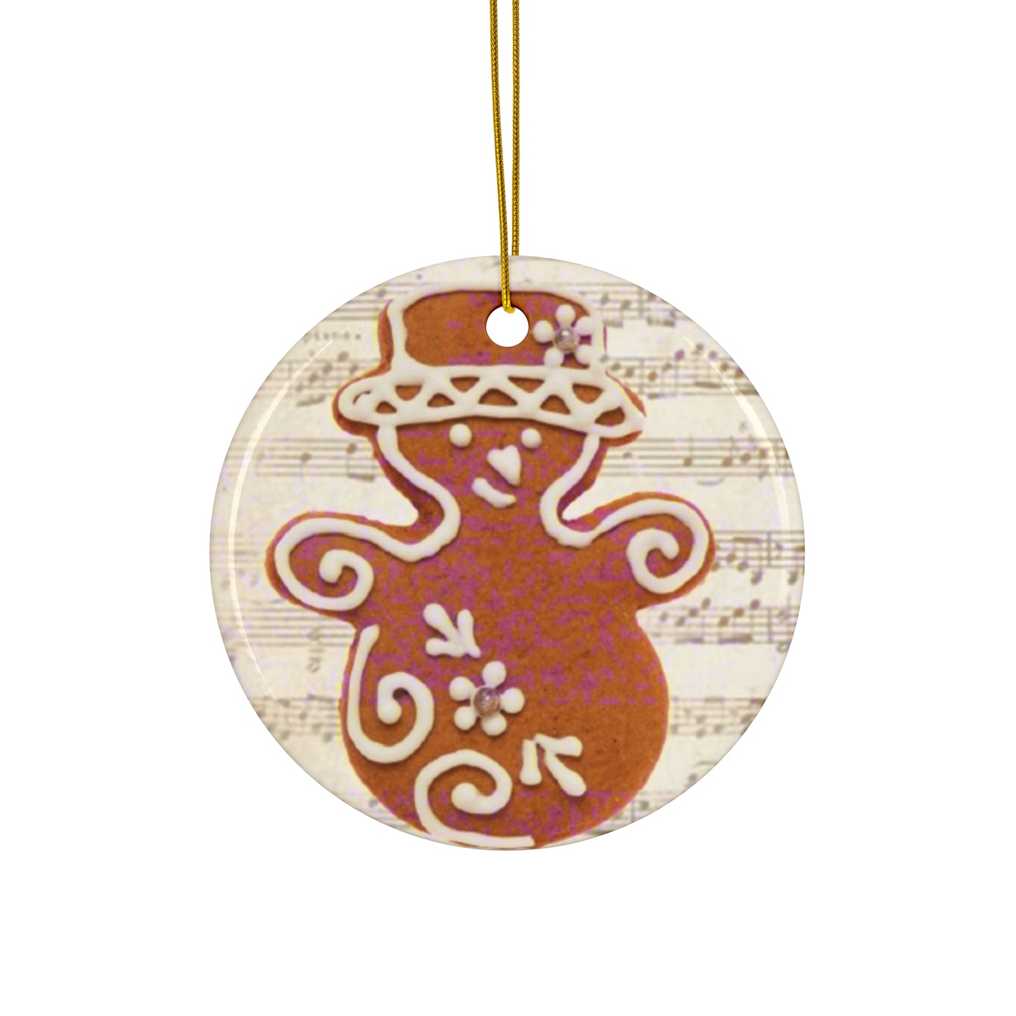 Gingerbread Snow Woman Ceramic Disc Ornament        Item #1673537