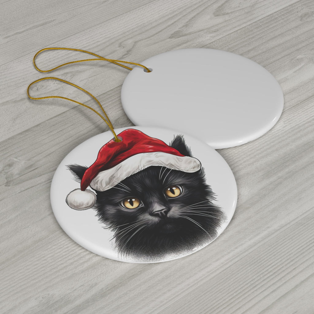 Chantilly Tiffany Cat With Santa Hat Ceramic Ornament      Item #905224 - Buckshot's Bargain Barn