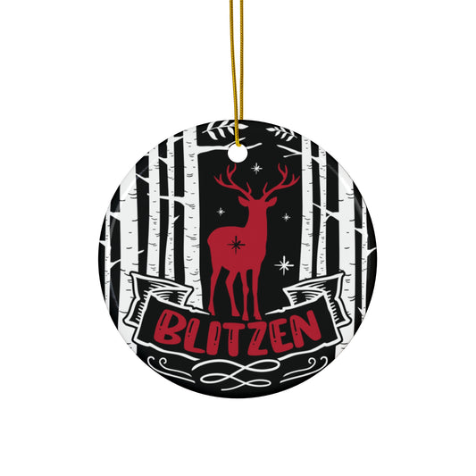 Blitzen Ceramic Disc Ornament         Item #892535