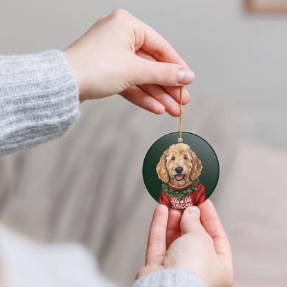 Christmas Goldendoodle Dog Ceramic Ornament   Item #369339