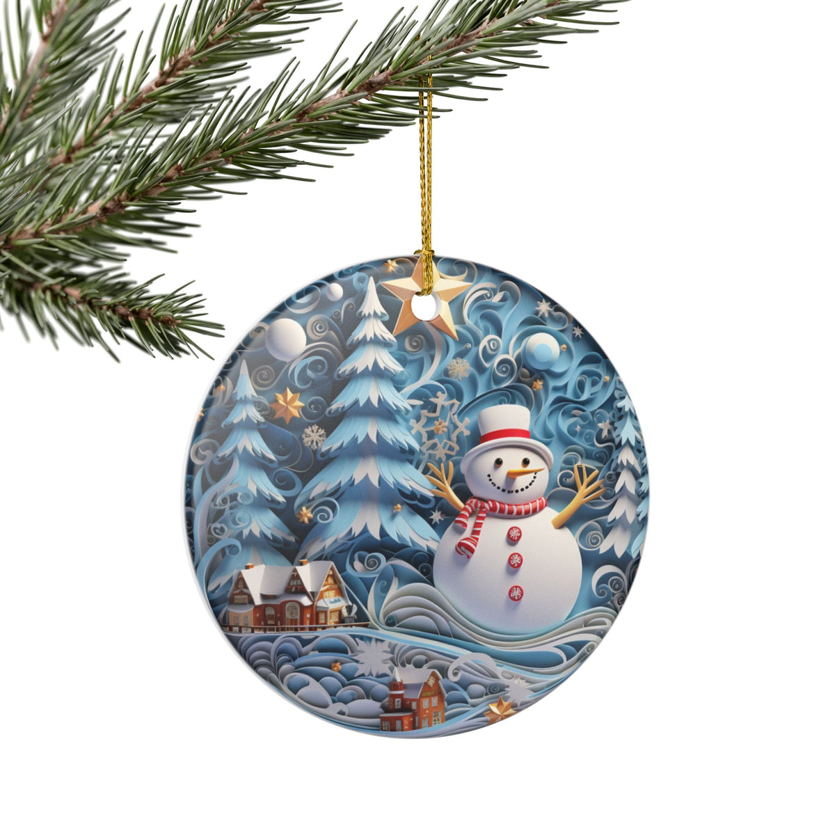 Ceramic Christmas Ornament – Snowman Winter Wonderland    Item #643254