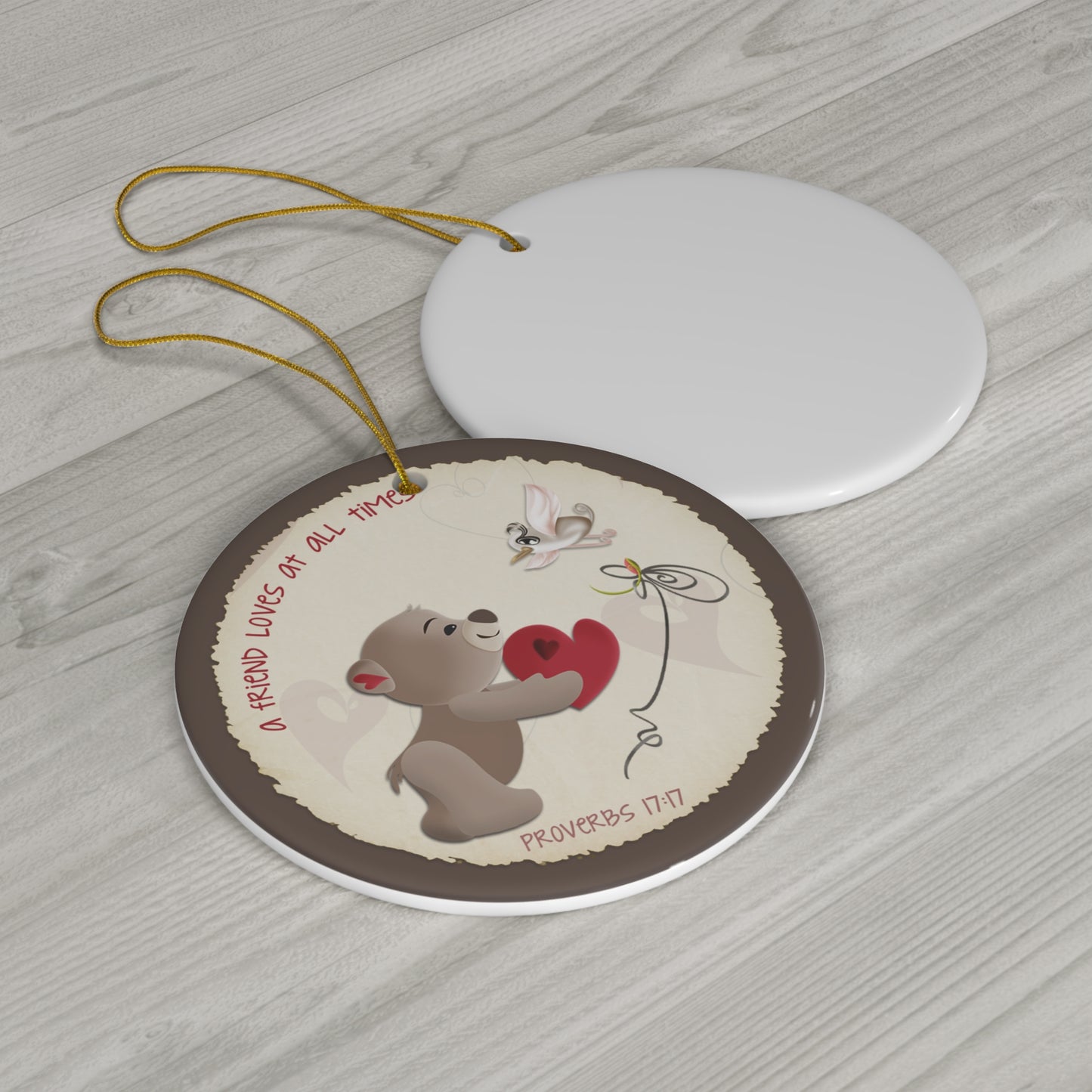 A Friend Loves Bear Ceramic Disc Ornament        Item #6796383