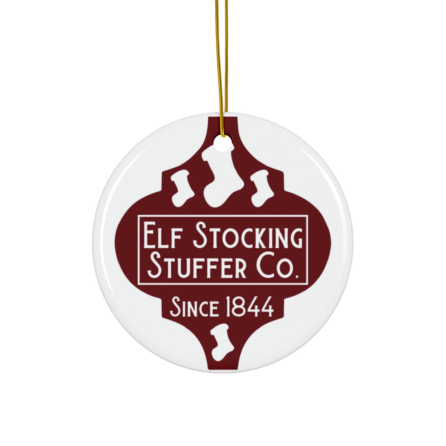 Elf Stocking Stuffer Ceramic Disc Ornament         Item #2664178