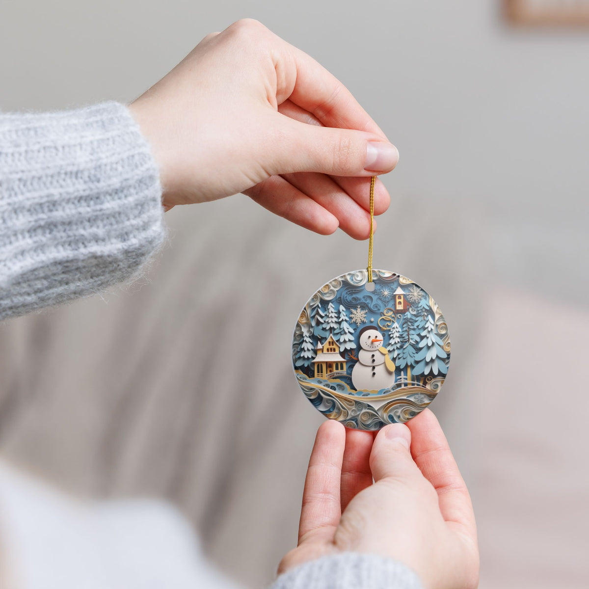 Snowman Winter Wonderland Ceramic Ornament    Item #786688